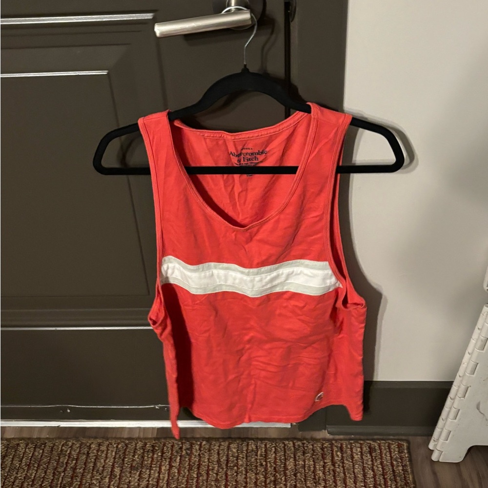 Abercrombie & Fitch Coral Tank with White Chest Stripe
